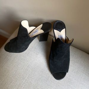 Perfect Jimmy Choo Hustle Black Mules Heels Suede- Size 39